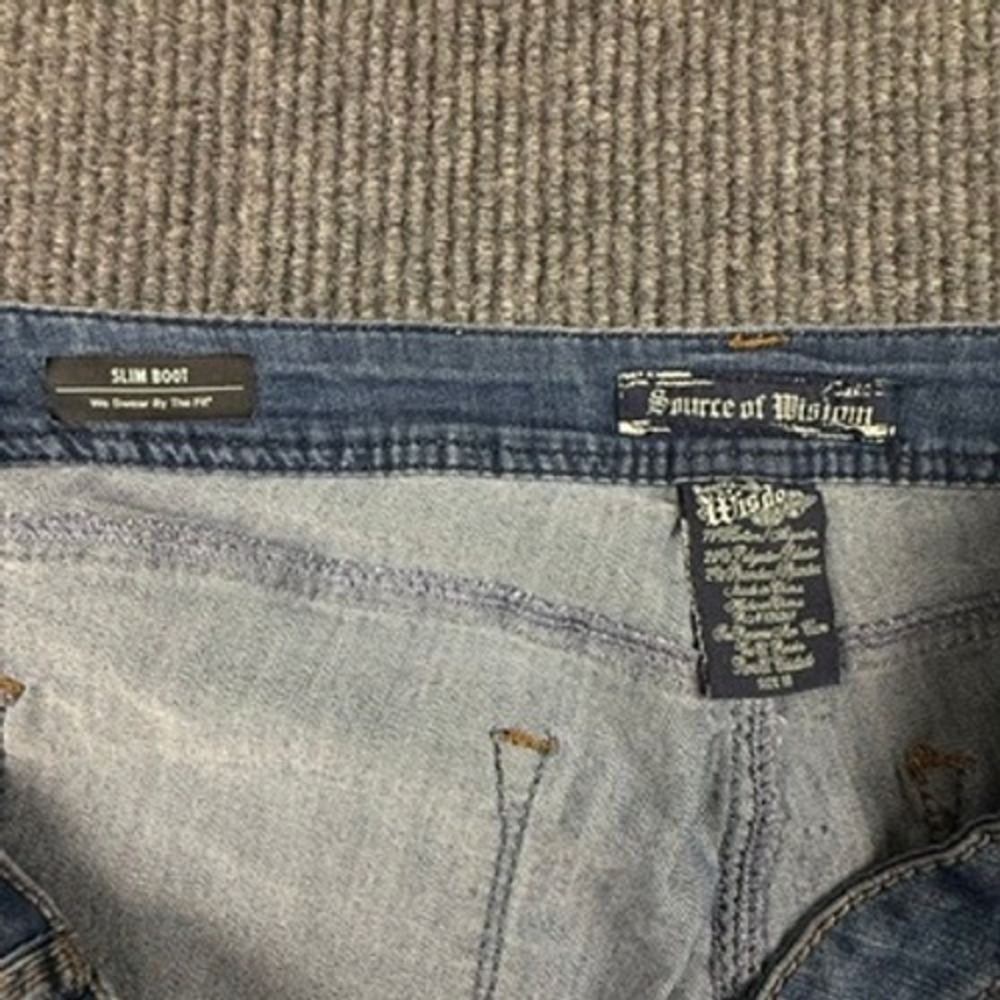 Source of Wisdom Slim Bootcut Jeans Womens 18 Blue Medium Wash Stretch Denim - Picture 10 of 15